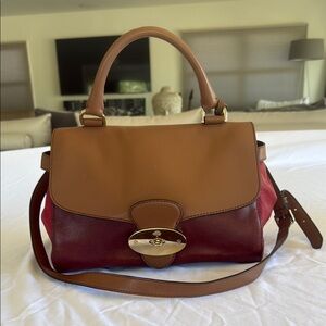 Mulberry Brown and Red Satchel